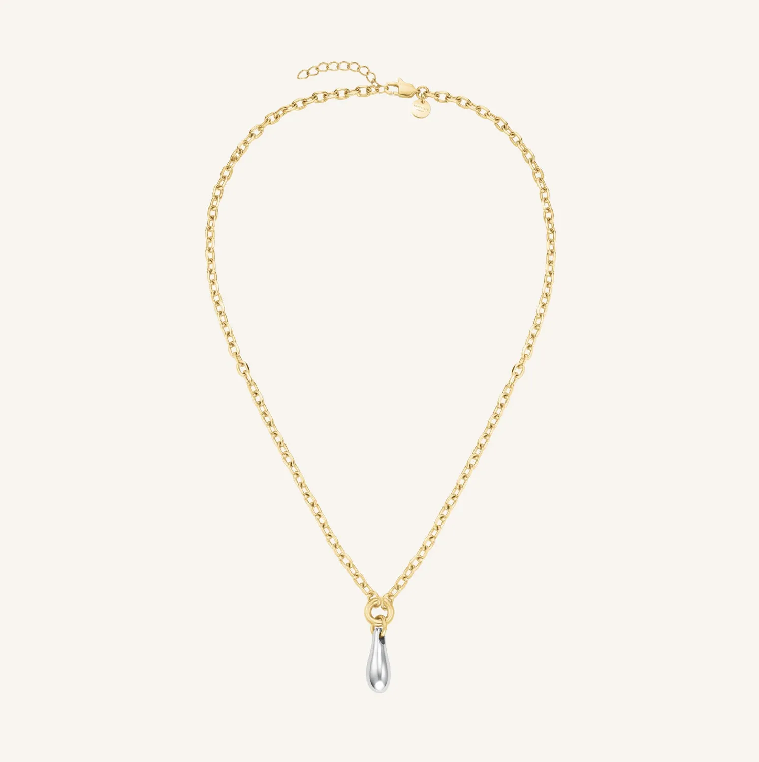 Rosefield Duotone Drop Necklace halskjede gull og sølv 48–52 cm