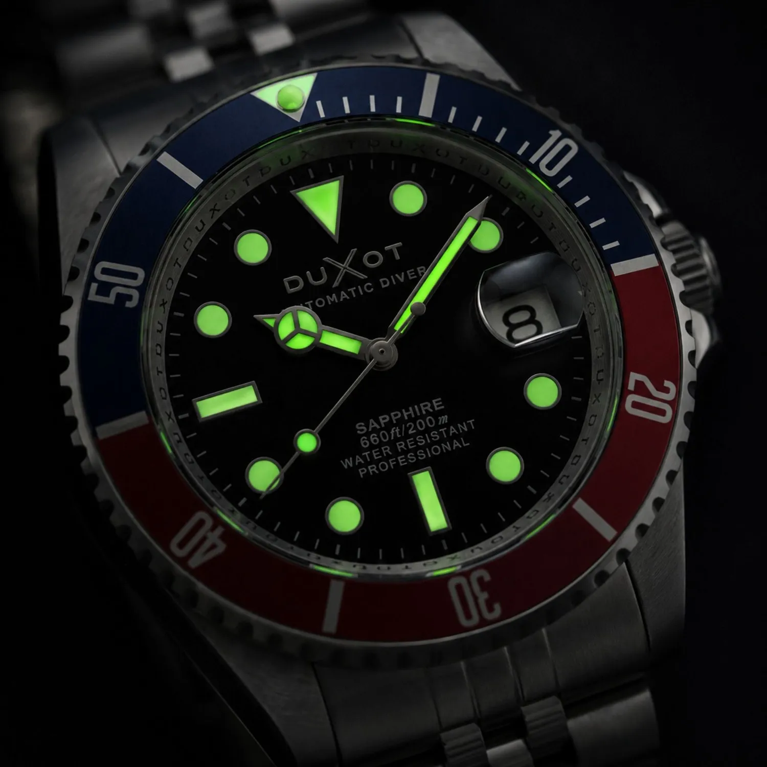 Duxot Atlantica Diver Automatic dykkerklokke Onyx Black 20 ATM