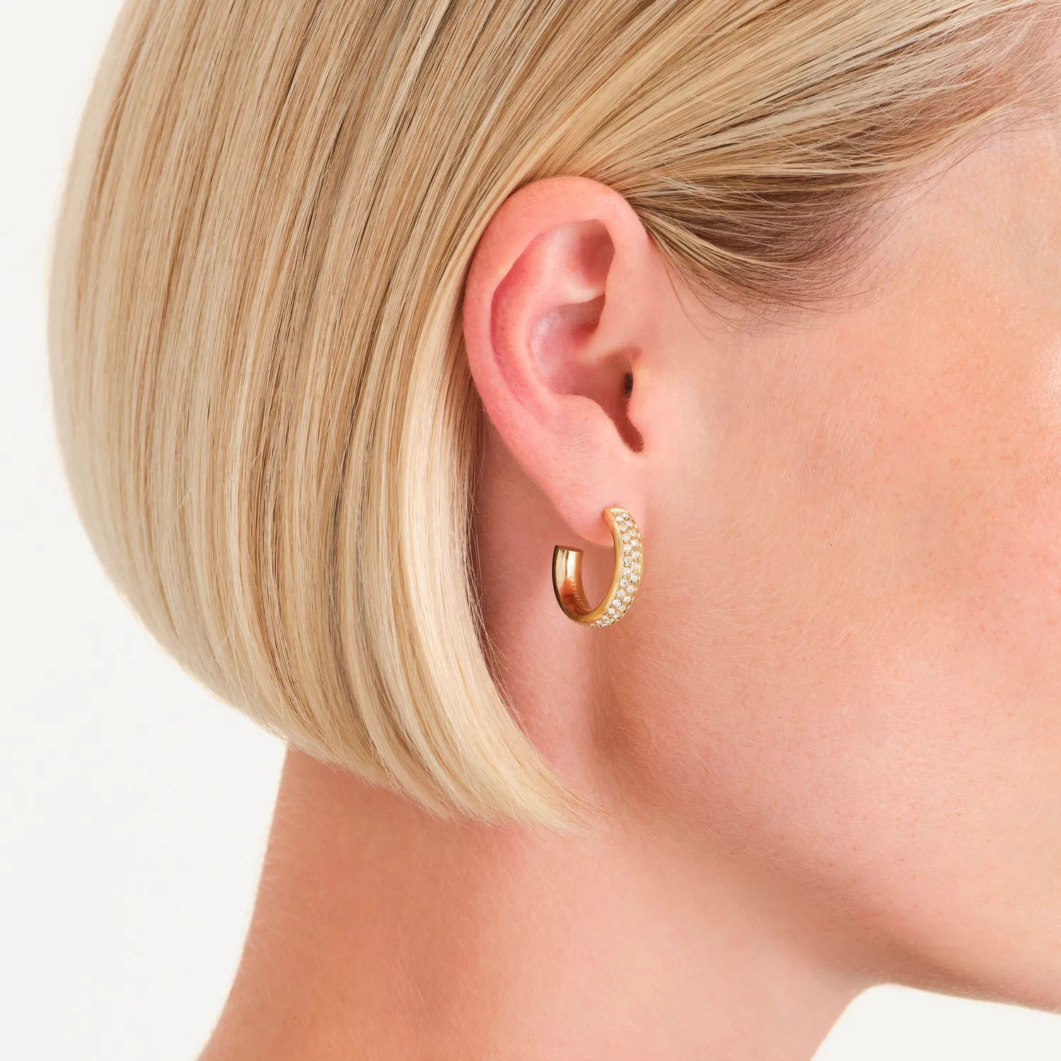 Rosefield Essentials Crystal Hoops øredobber gullbelagt stål