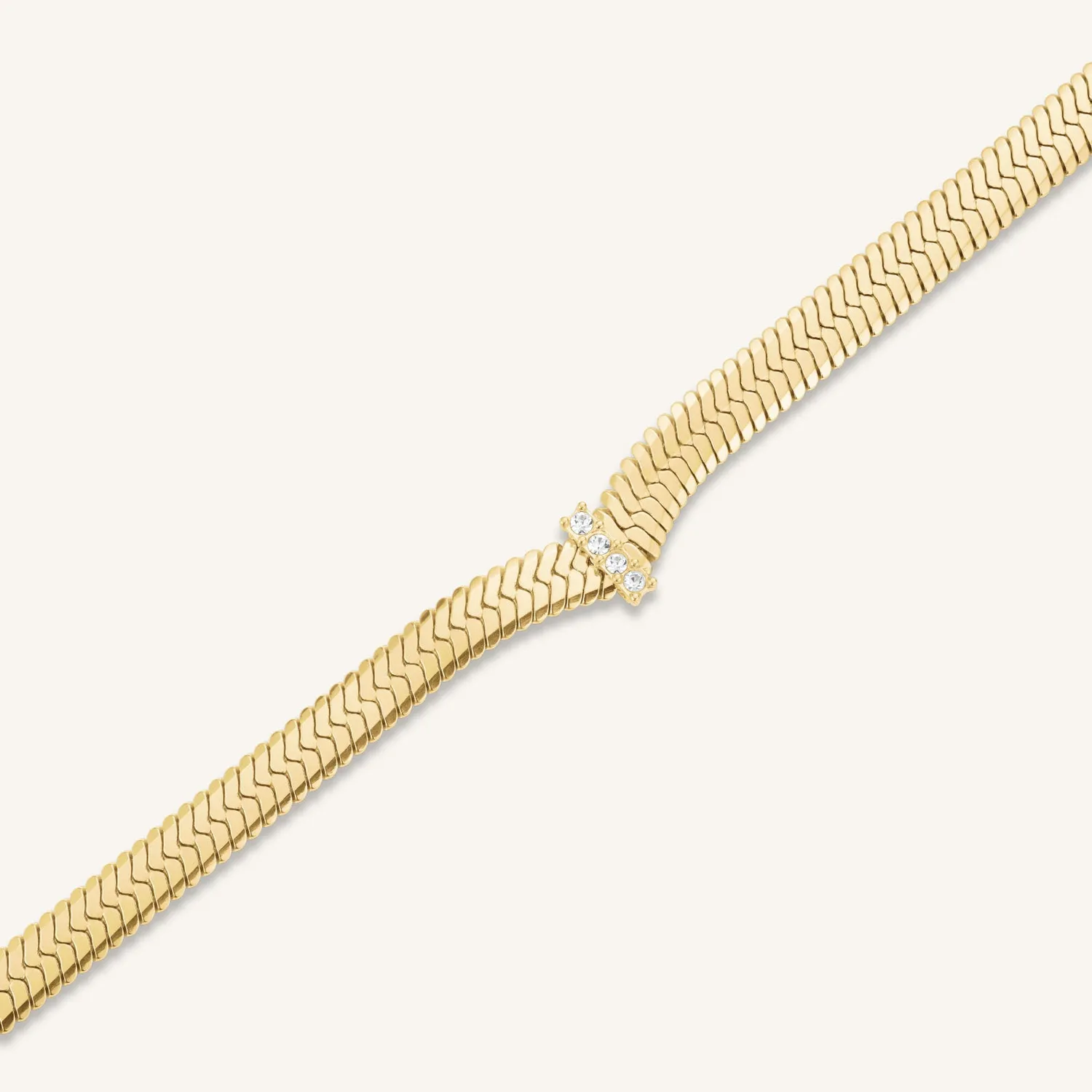 Rosefield Essentials Crystal Snake Necklace halskjede gull 45–49 cm