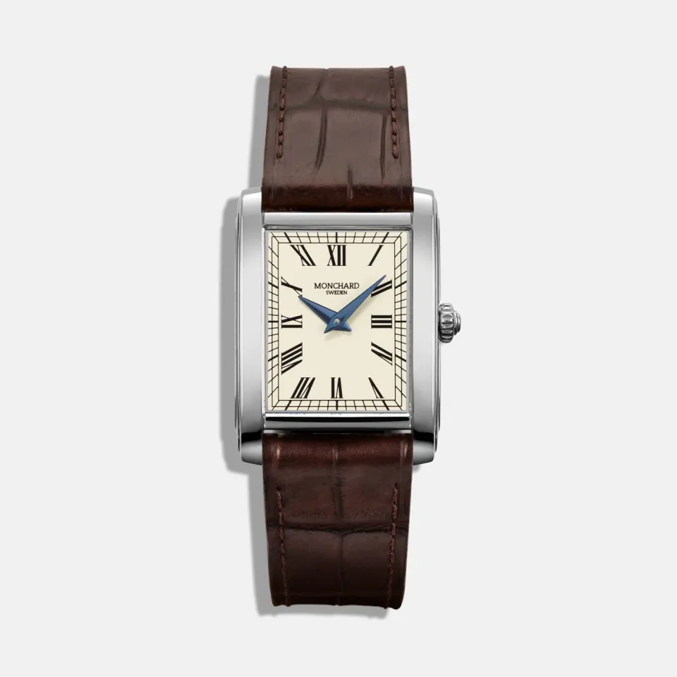 MonChard Vintage White on Strap klokke svart rem 24,9 mm