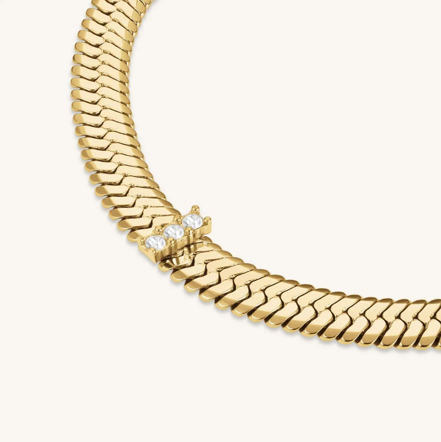 Rosefield Crystal Snake Bracelet armbånd gull og sølv 16,5–19,5 cm