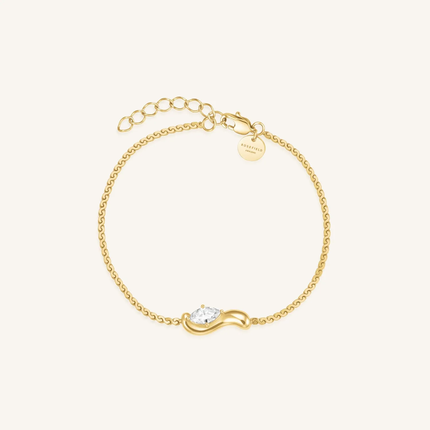 Rosefield Essentials Marquise Wave Bracelet armbånd gull sølv