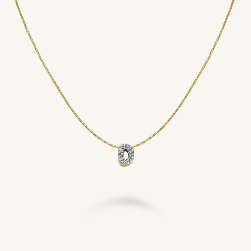Rosefield Crystal Letter D halskjede D gullbelagt