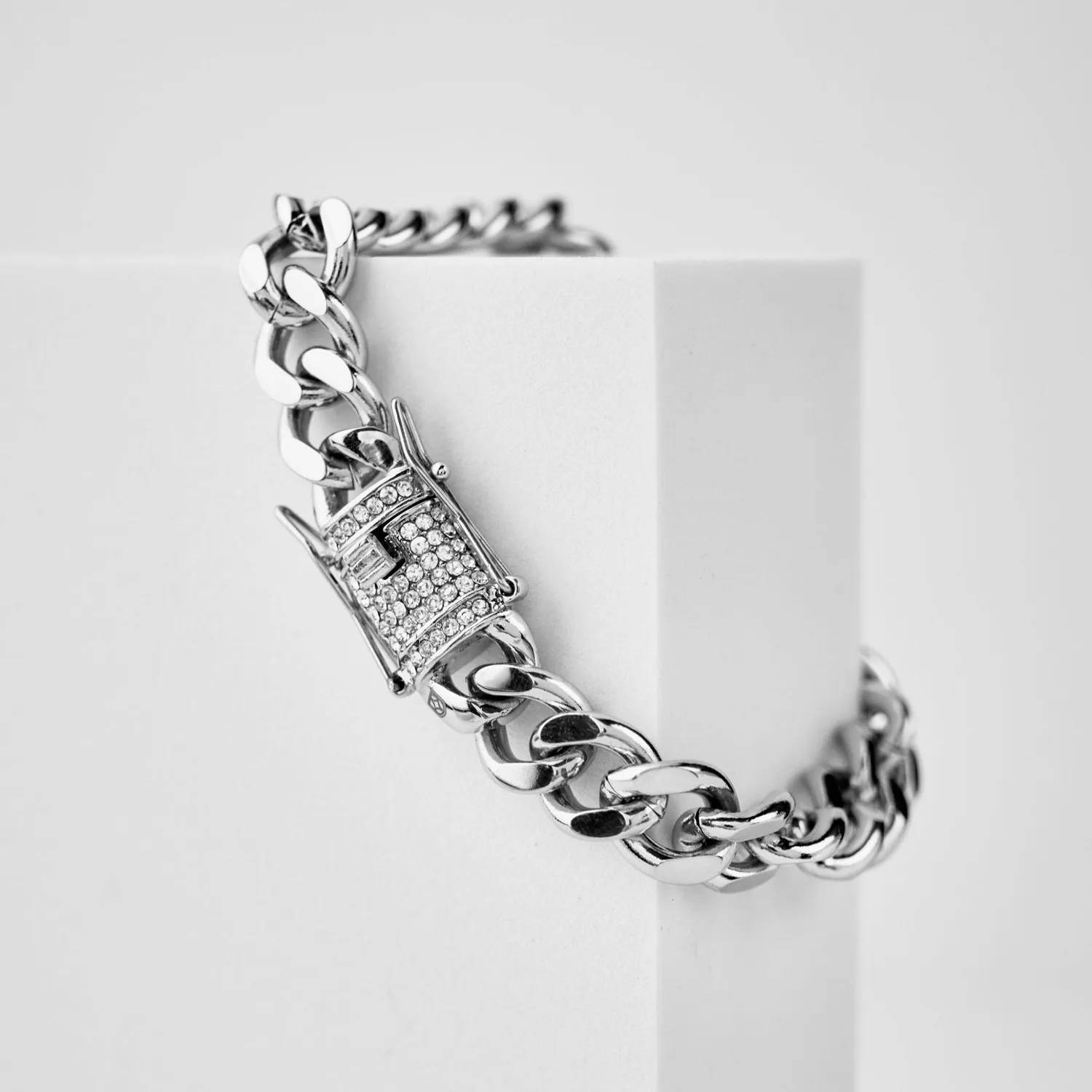 Duxot Accelero Silver armbånd cubansk lenke med zirkonia