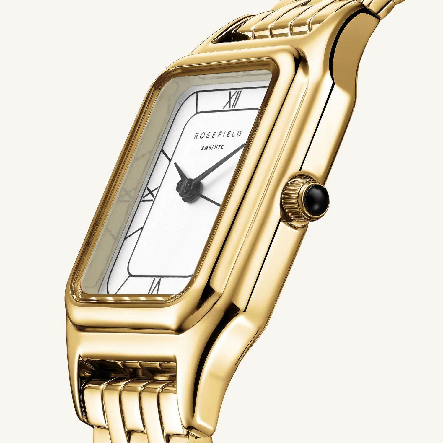 Rosefield Ivy White Gold klokke 21 × 26 mm gull