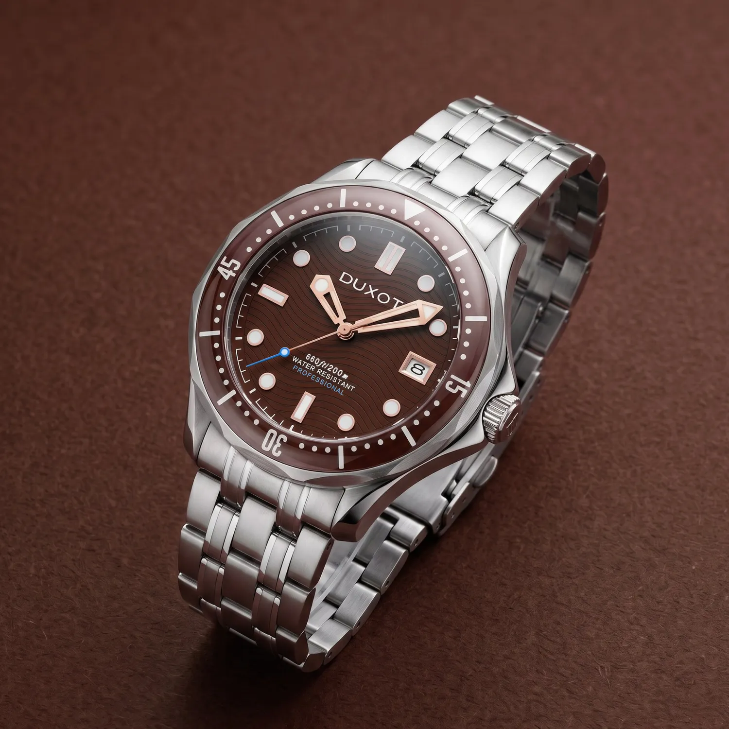 Duxot Henri Diver Deep Brown automatisk dykkerklokke