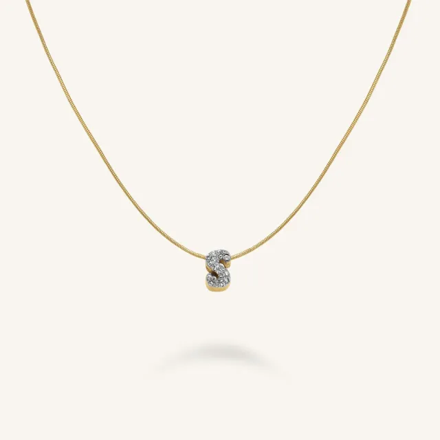 Rosefield Crystal Letter S halskjede gull bokstavanheng