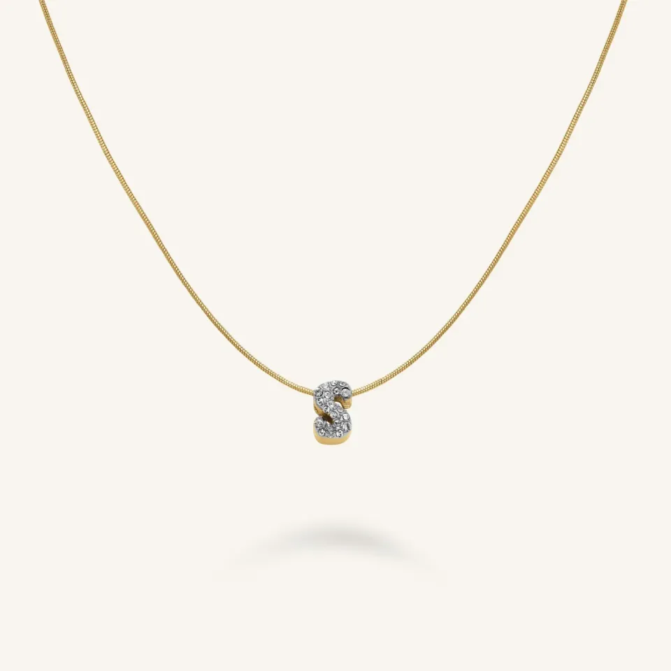 Rosefield Crystal Letter S halskjede gull bokstavanheng