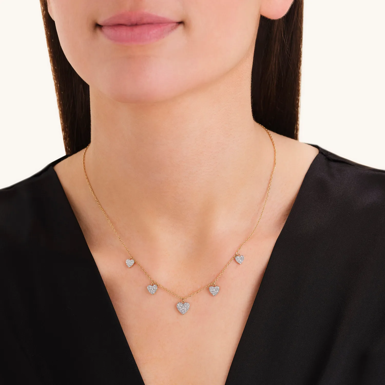 Rosefield Multi Hearts Necklace halskjede gull 42–46 cm