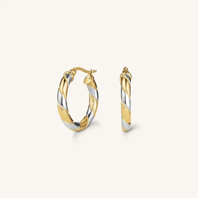 Rosefield Essentials Duotone Swirl Hoops øredobber gull og sølv stål