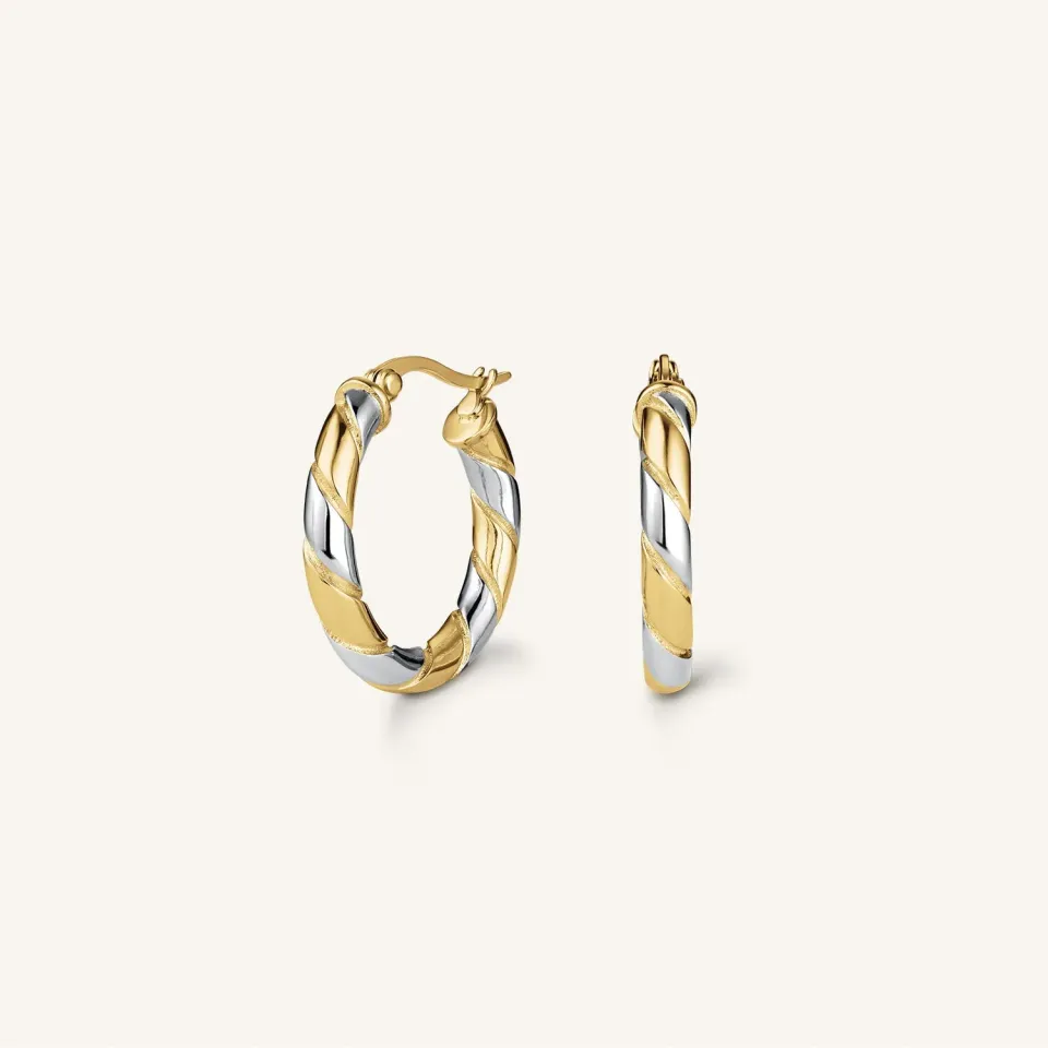 Rosefield Essentials Duotone Swirl Hoops øredobber gull og sølv stål