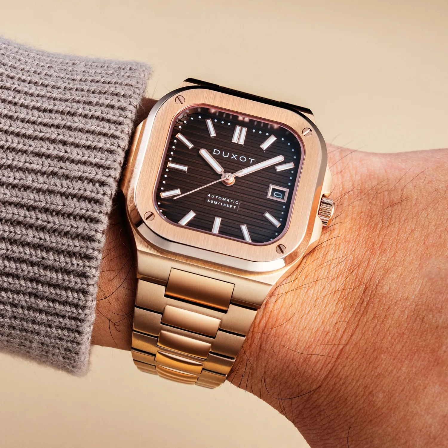 Duxot Quadrata Automatic klokke Walnut Brown 42 mm