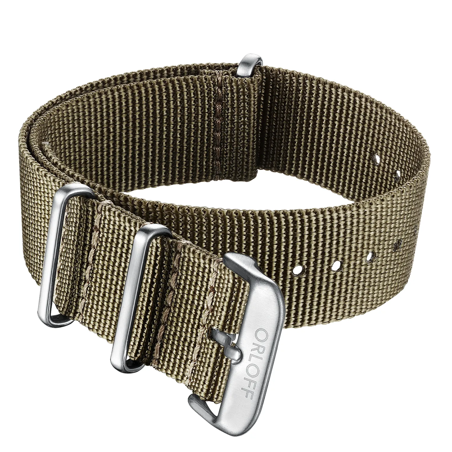 Orloff Nato Strap O1014 klokkerem grønn sand 22 mm natorem