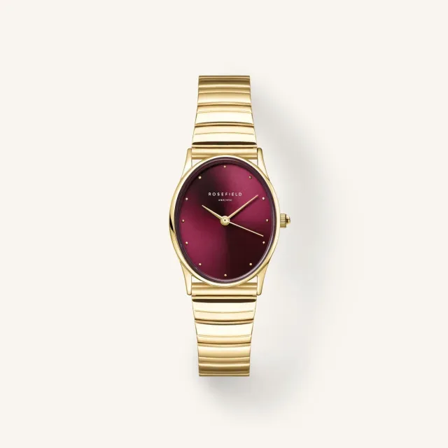 Rosefield Oval Burgundy klokke 24 x 29 mm rød urskive