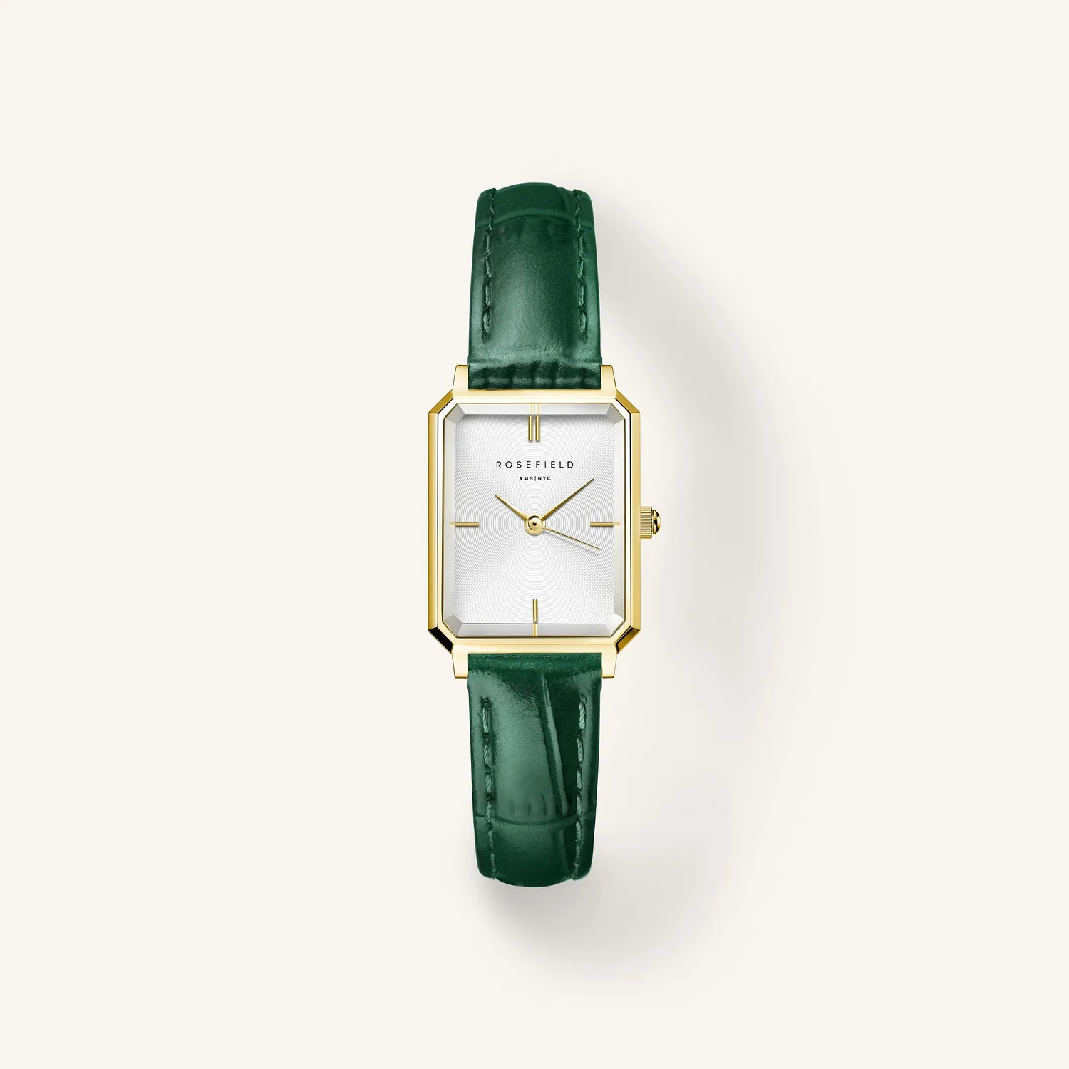 Rosefield Emerald Leather Strap klokkerem grønn 12 mm lær