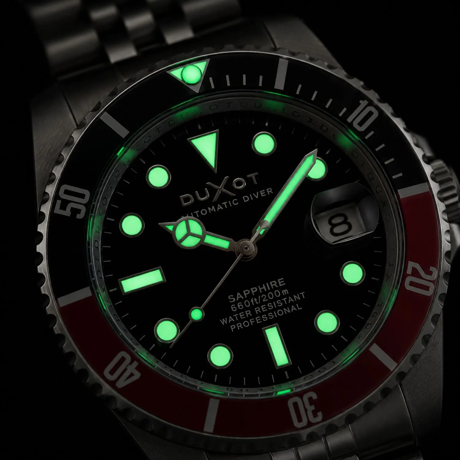 Duxot Atlantica Diver Automatic klokke Jade Black 20 ATM