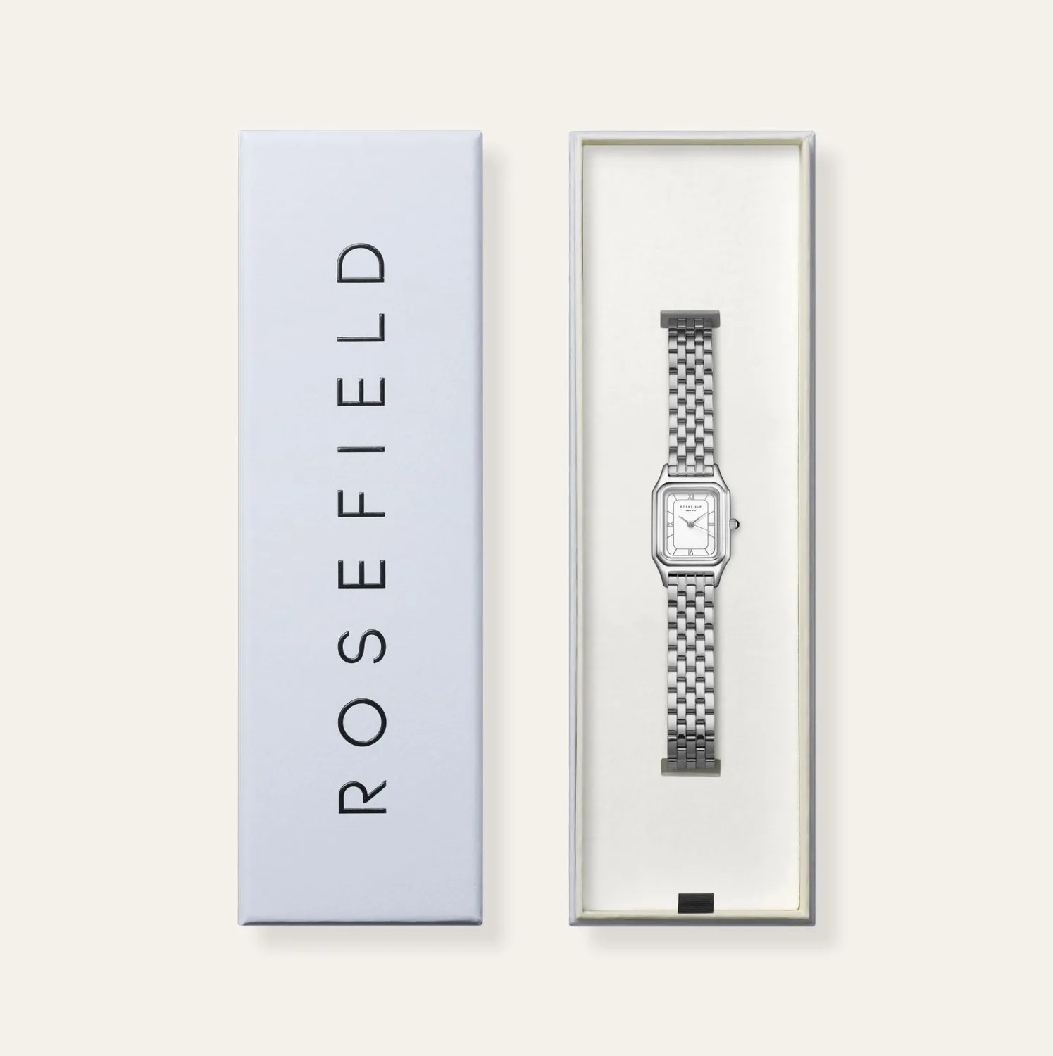 Rosefield Ivy White Silver klokke liten sølvfarget