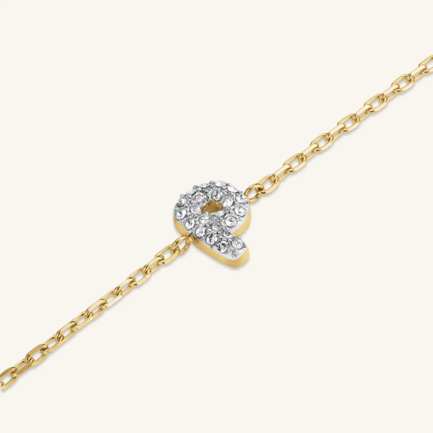 Rosefield Crystal Letter P Bracelet armbånd P gull 16,5–19,5 cm