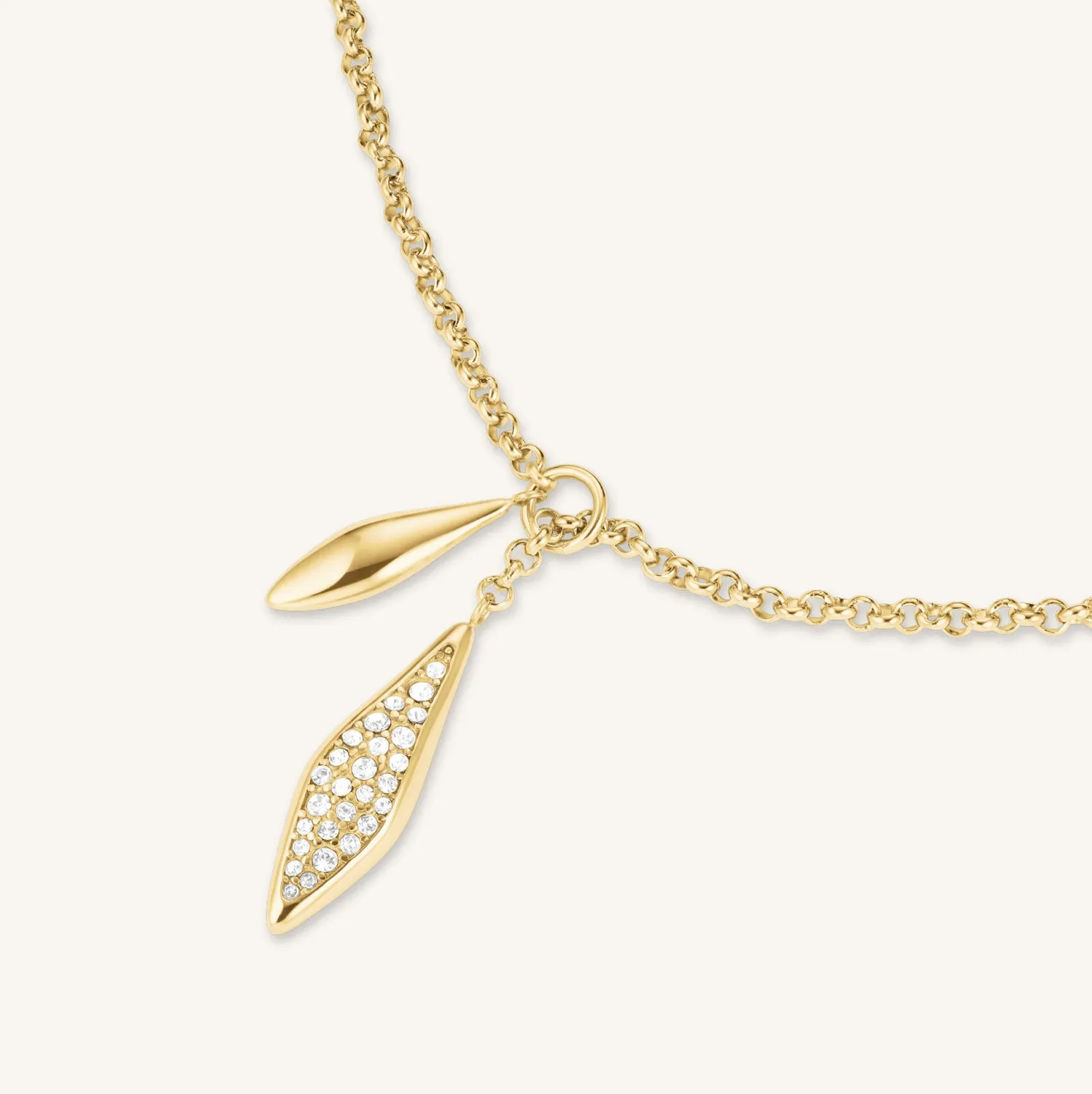 Rosefield Pave Lariat Necklace halskjede 65 cm gull og sølv