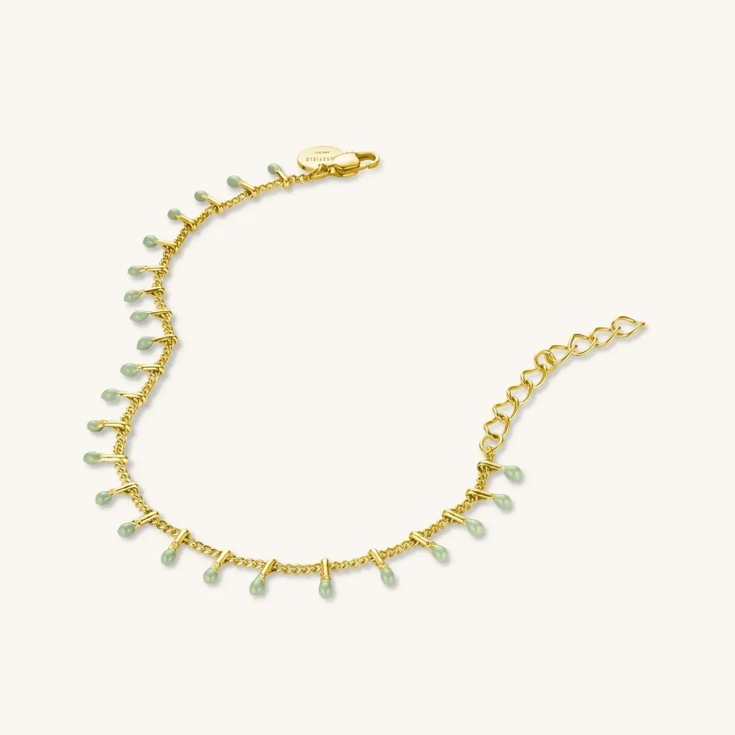 Rosefield Green Drip armbånd grønn emalje, justerbart