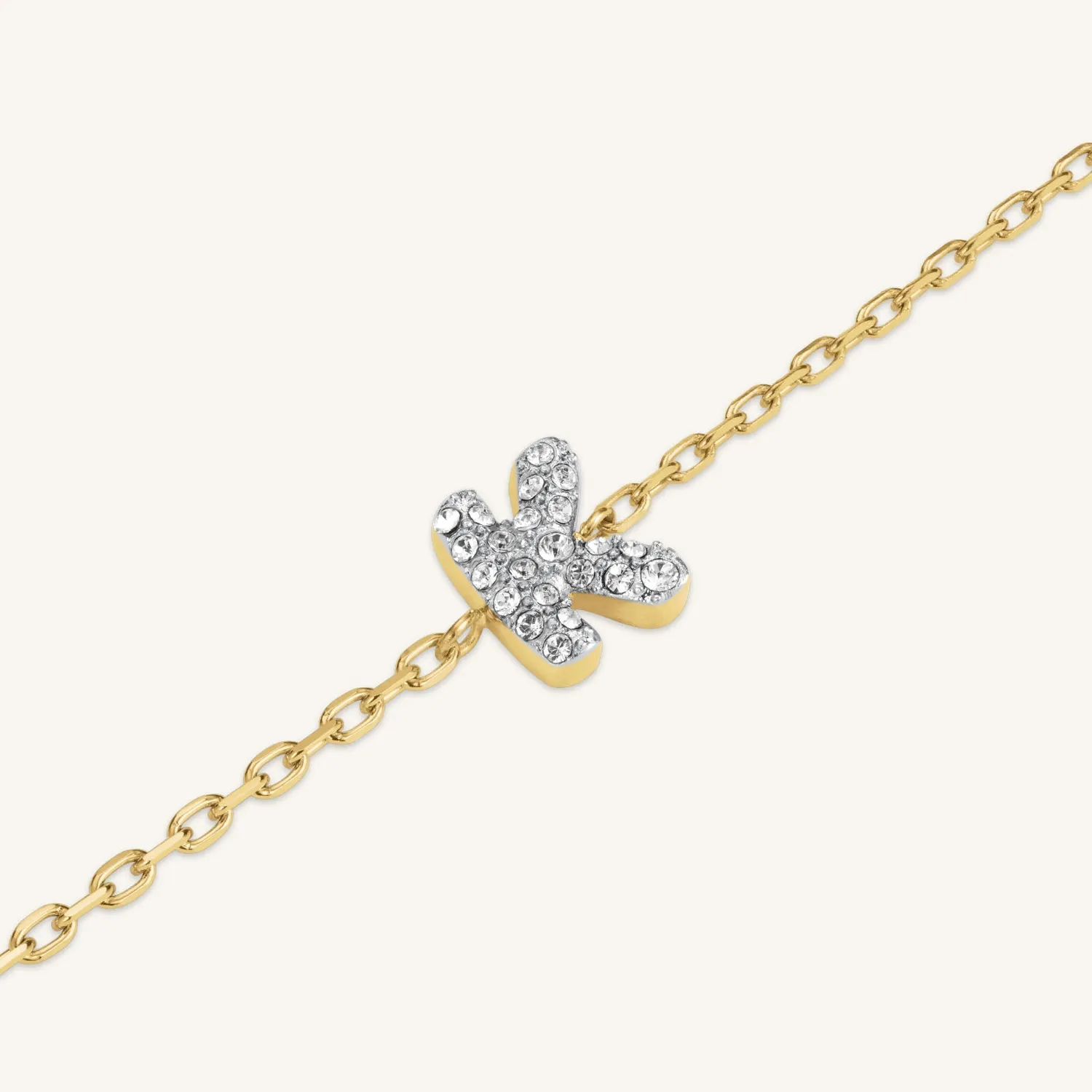 Rosefield Crystal Letter K armbånd gullbelagt