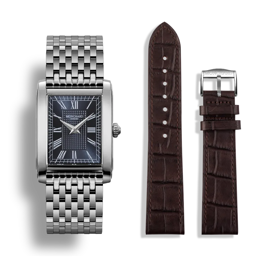 MonChard Royal Blue on Strap klokke blå urskive skinnrem
