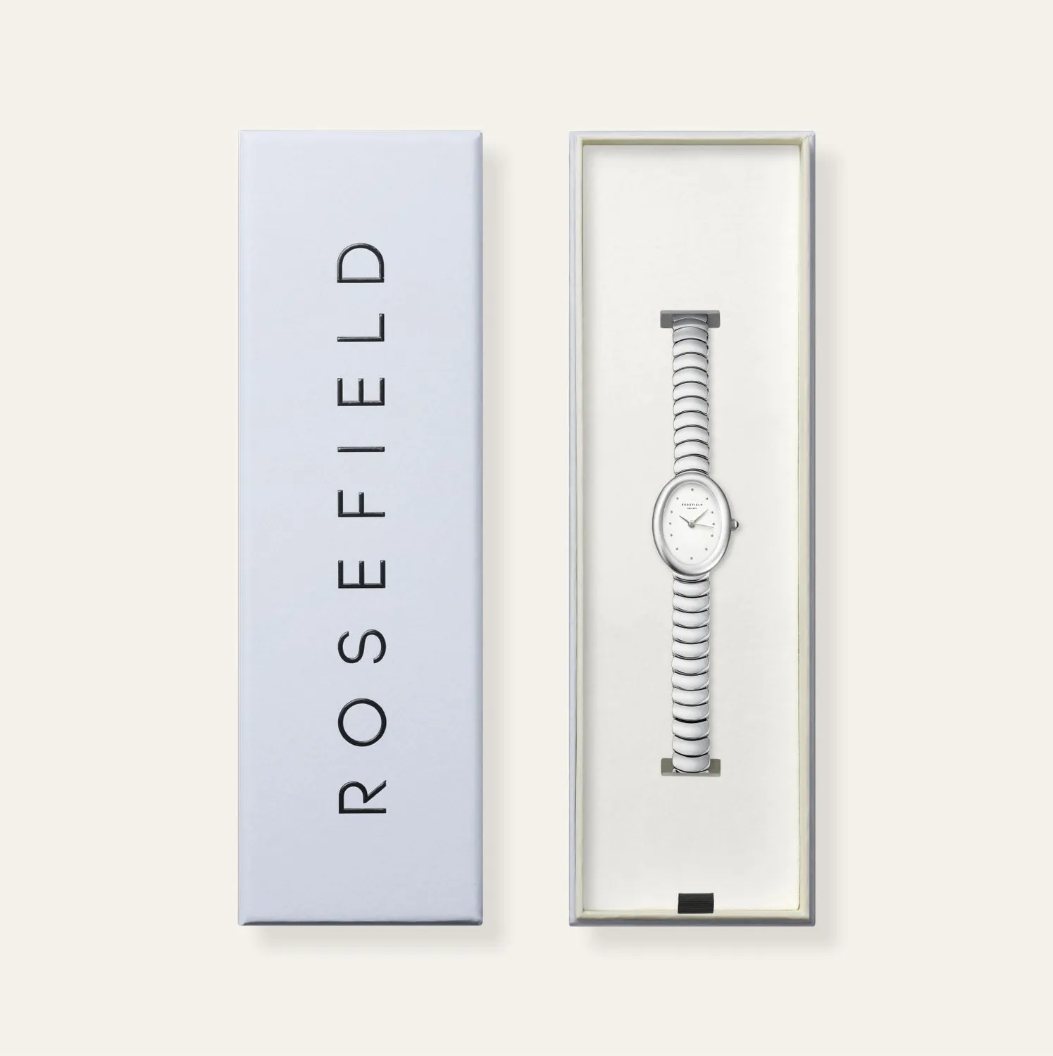 Rosefield Ovale White Silver klokke sølv uten gravering