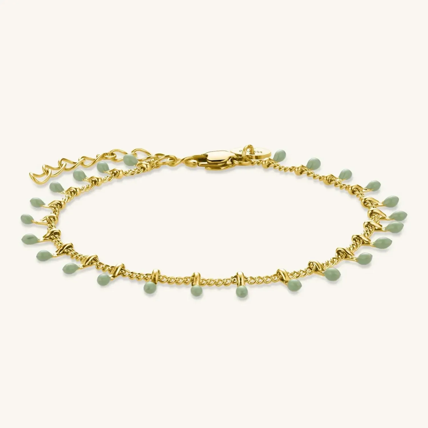 Rosefield Green Drip armbånd grønn emalje, justerbart