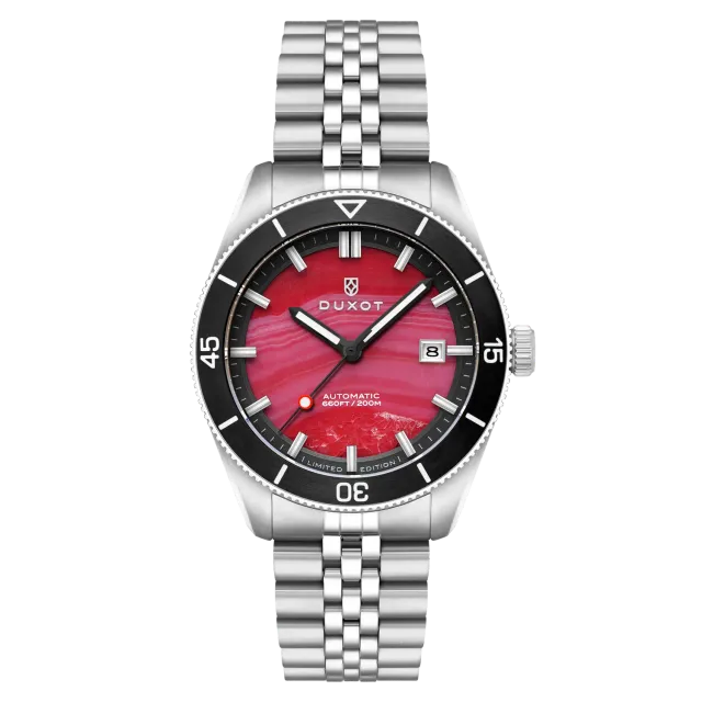 Duxot Pacifico Red Jasper automatisk klokke rød jaspisskive