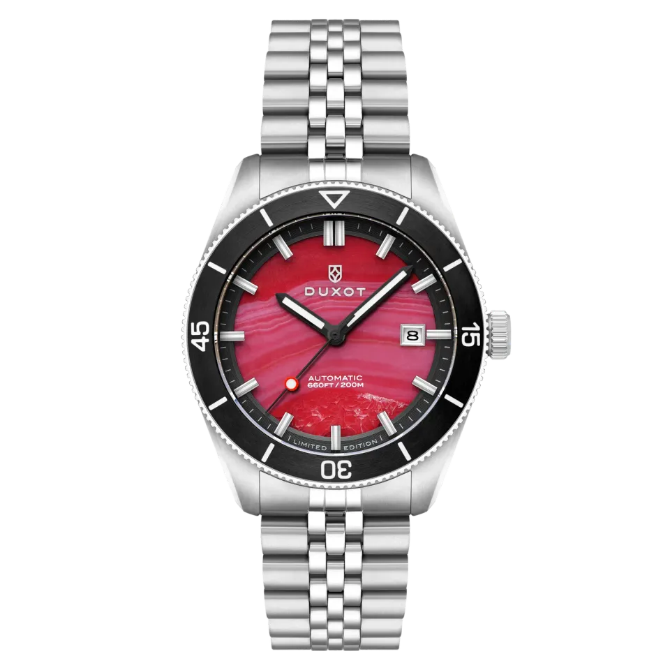 Duxot Pacifico Red Jasper automatisk klokke rød jaspisskive