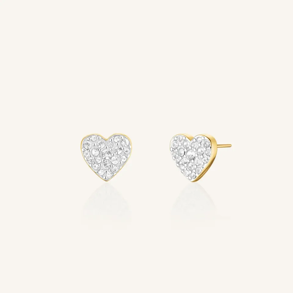 Rosefield Pavé Heart Studs øredobber gull 0,87 cm