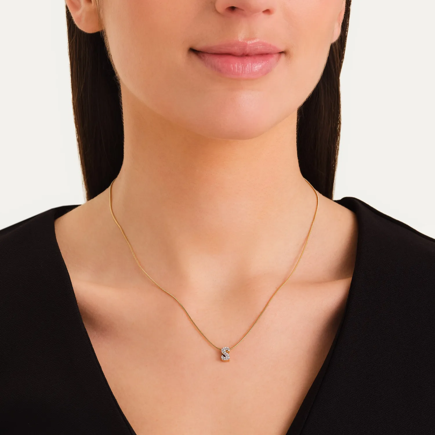 Rosefield Crystal Letter S halskjede gull bokstavanheng