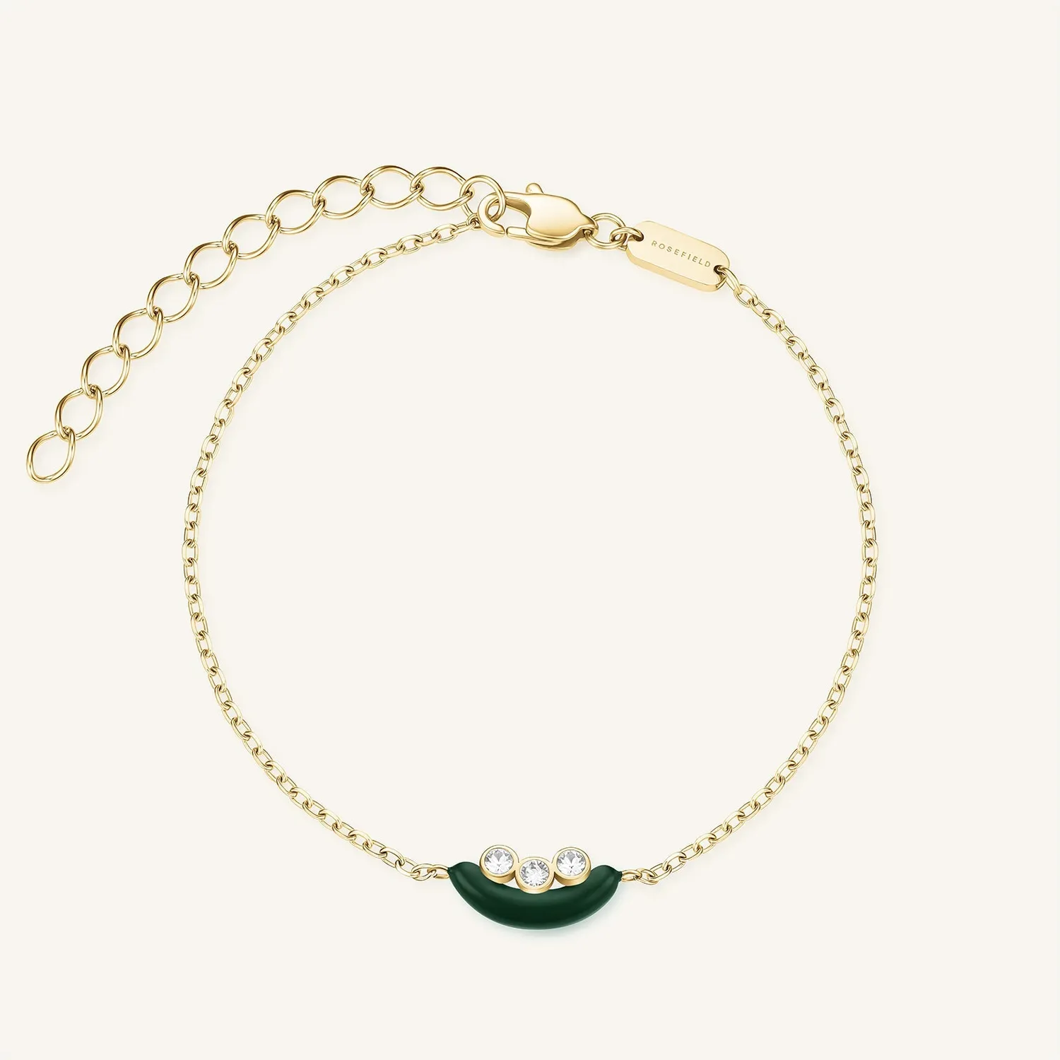 Rosefield Enamel Bracelet armbånd gull grønn justerbart