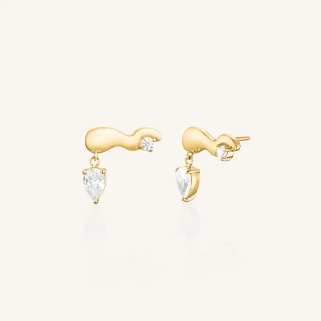 Rosefield Crystal Wave Studs ørestikker gull og sølv