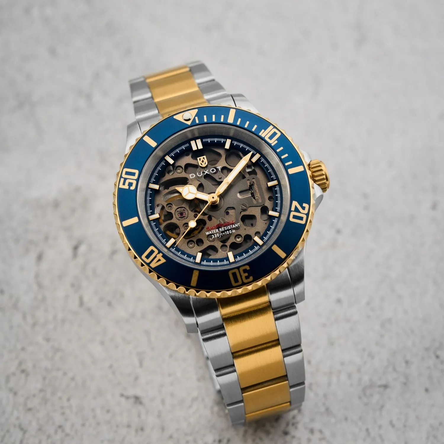 Duxot Atlantica Skeleton Diver Automatic Marine Gold klokke