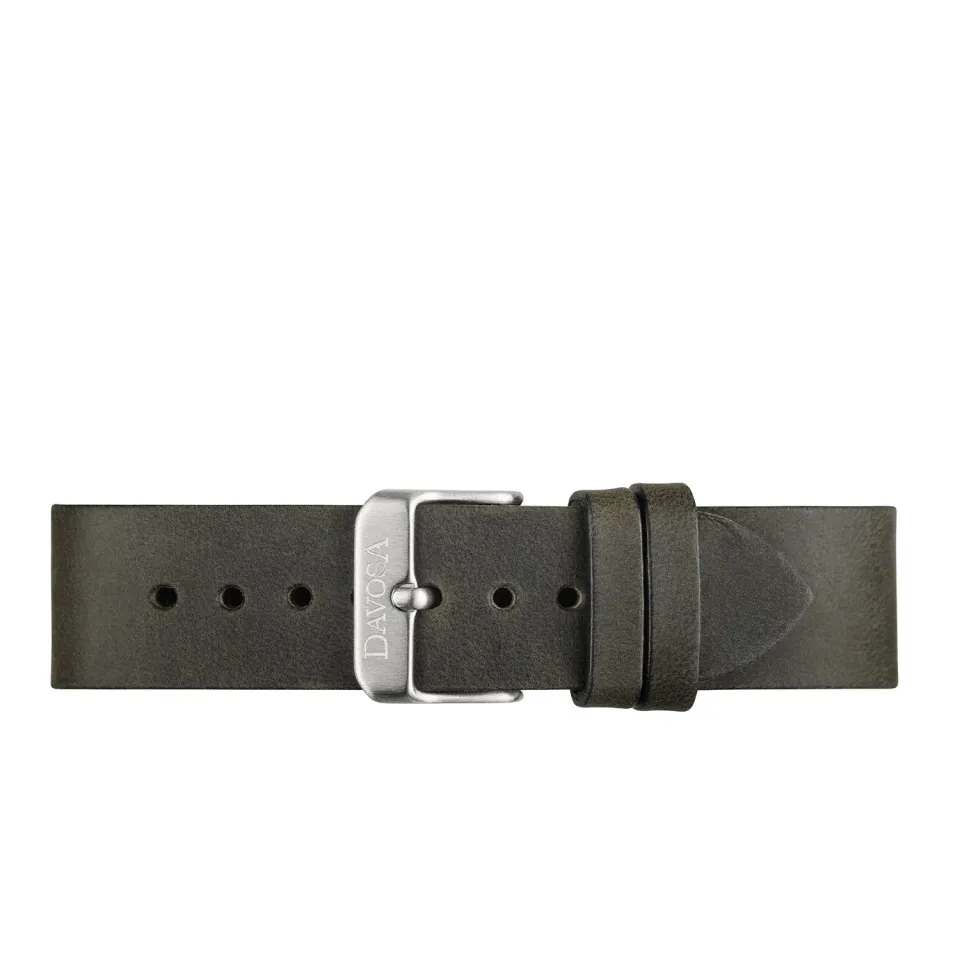 DAVOSA Calfskin Leather Vintage Black Grey klokkerem 20 mm kalveskinn