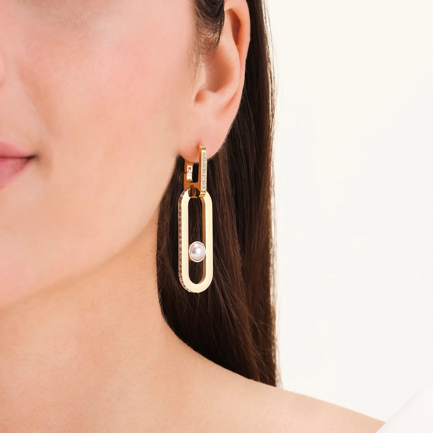Rosefield Pearl Pendant Earring øredobb 5 cm gull