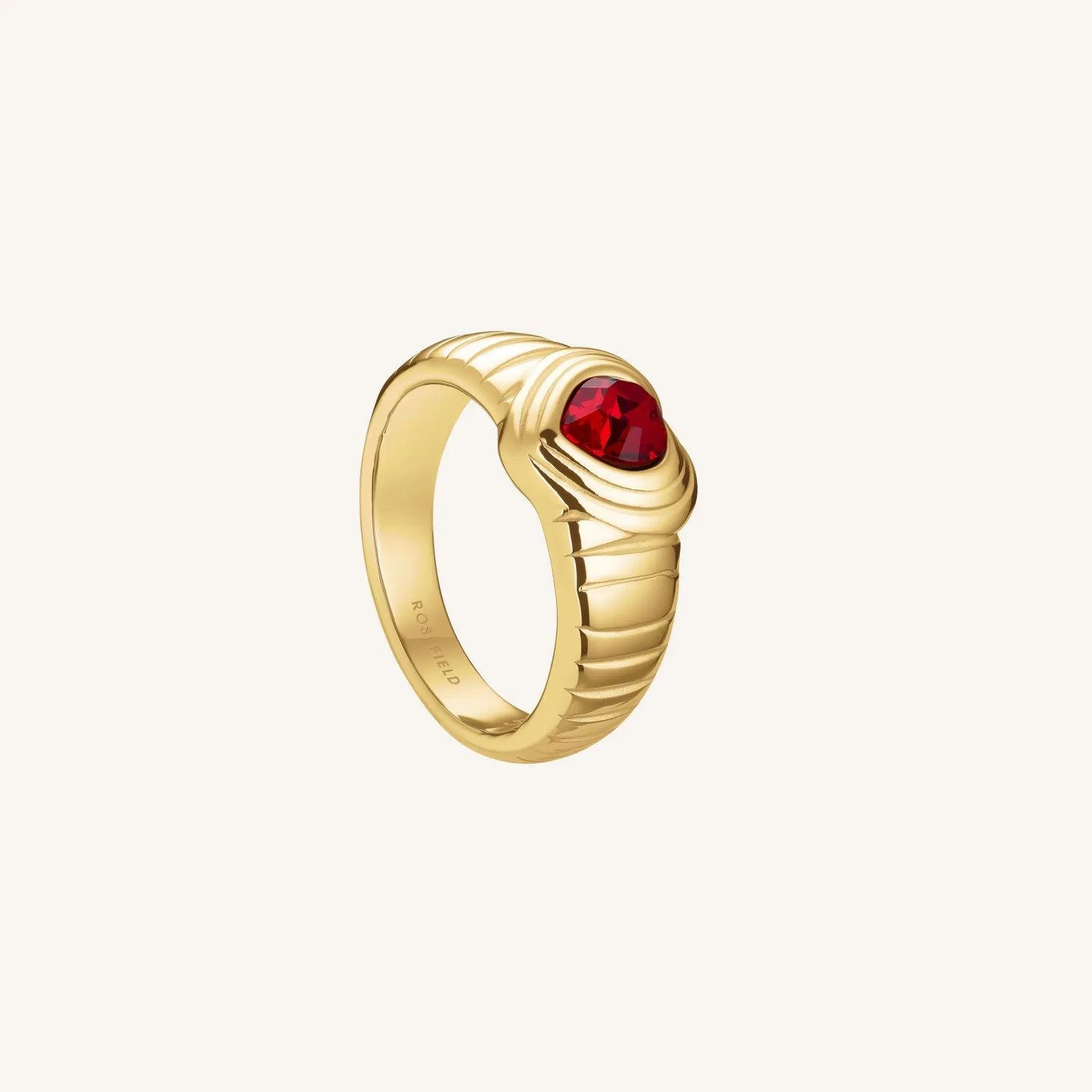 Rosefield Ridged Ring gullring størrelse 54 gullbelagt stål