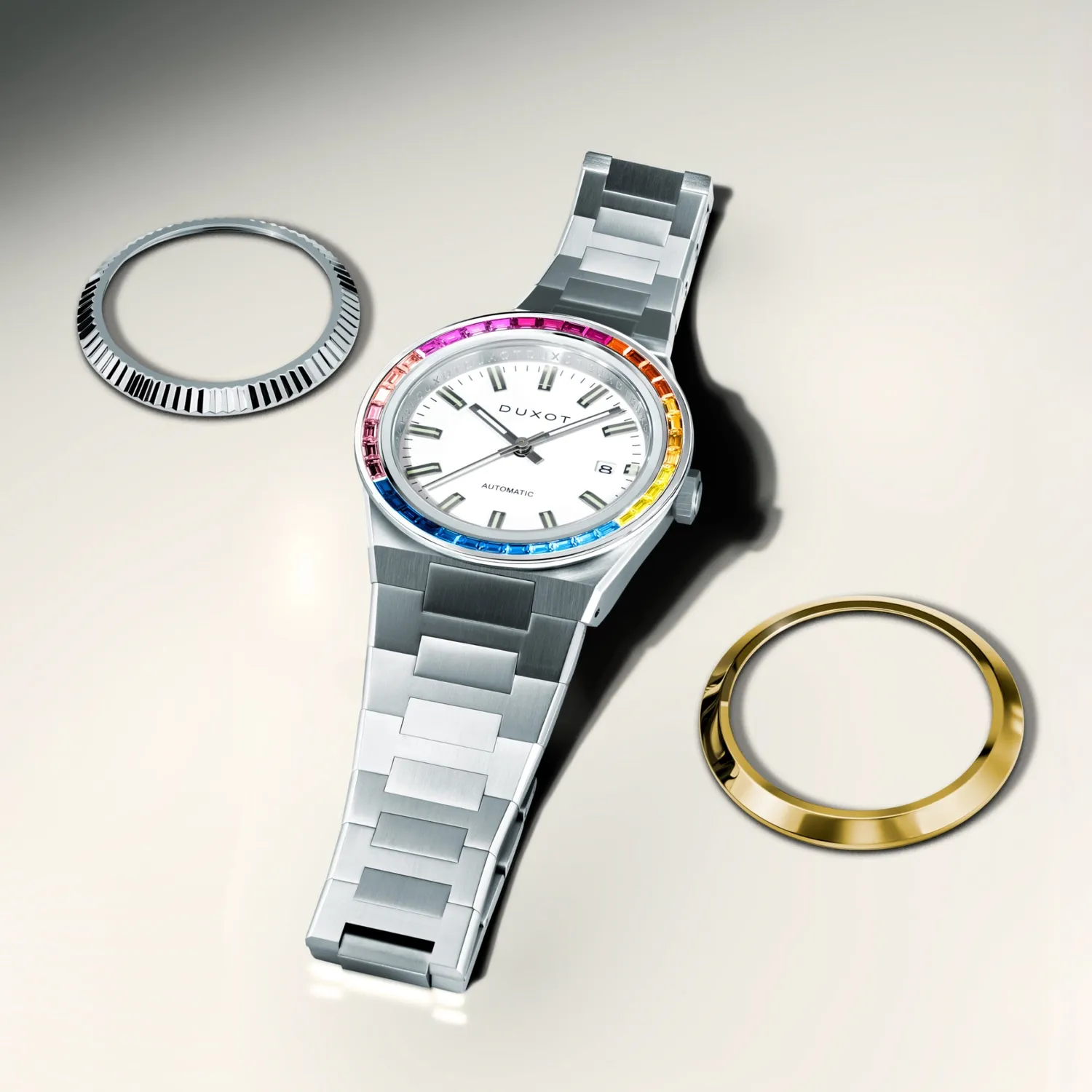 Duxot Alicante Alabaster Rainbow klokke med utskiftbar bezel