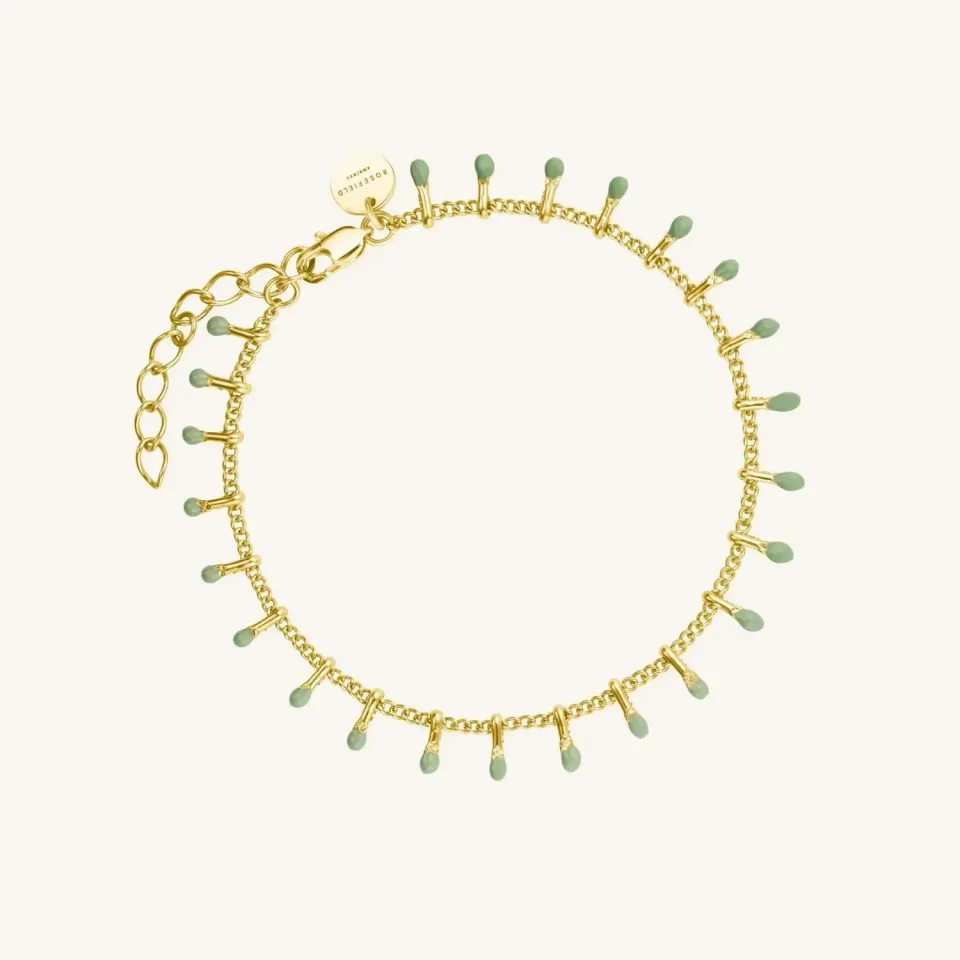 Rosefield Green Drip armbånd grønn emalje, justerbart