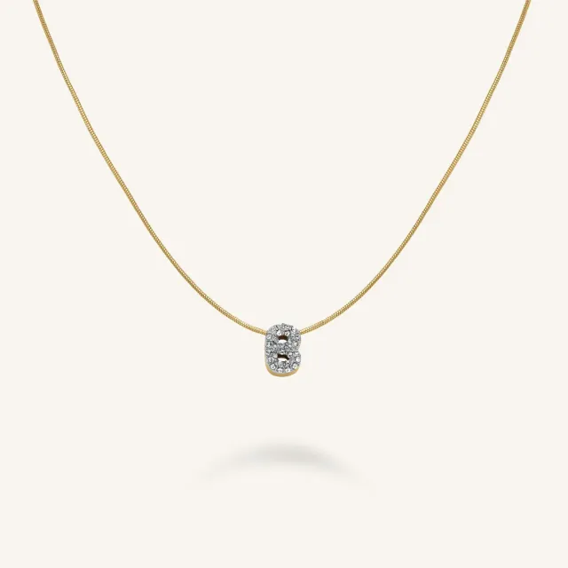 Rosefield Crystal Letter B Necklace halskjede gullbelagt stål