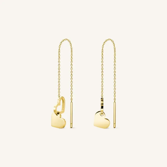 Rosefield Double Heart Earrings øredobber gull og sølvbelagt stål