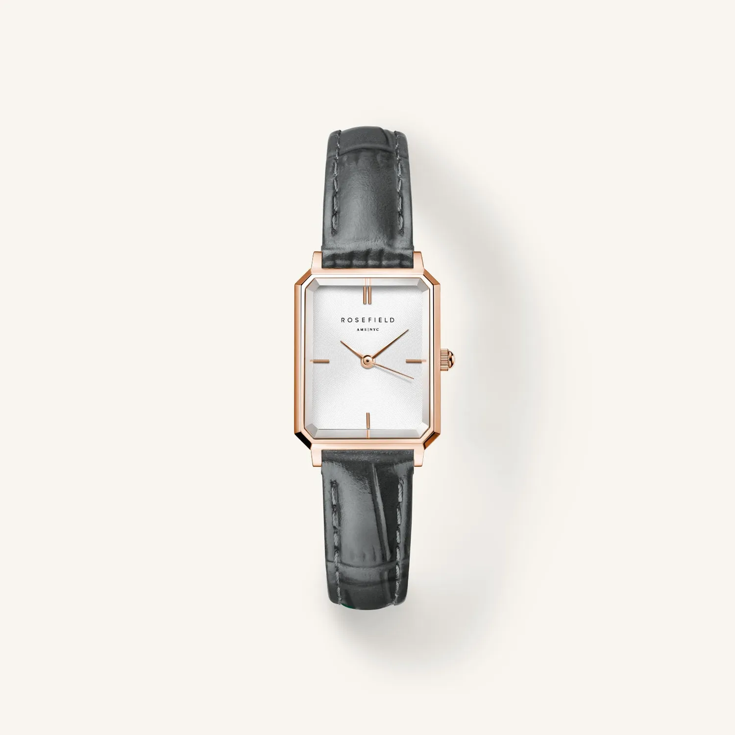 Rosefield Grey Leather Strap klokkerem 12 mm lysegrå skinn