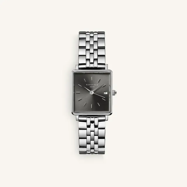 Rosefield Boxy XS Grey klokke 22 mm sølvfarget stål