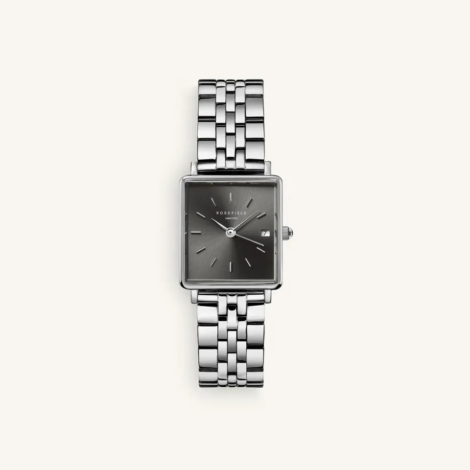 Rosefield Boxy XS Grey klokke 22 mm sølvfarget stål