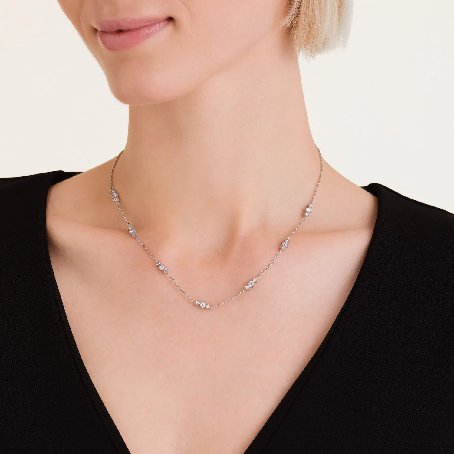 Rosefield Triple Stones halskjede gull