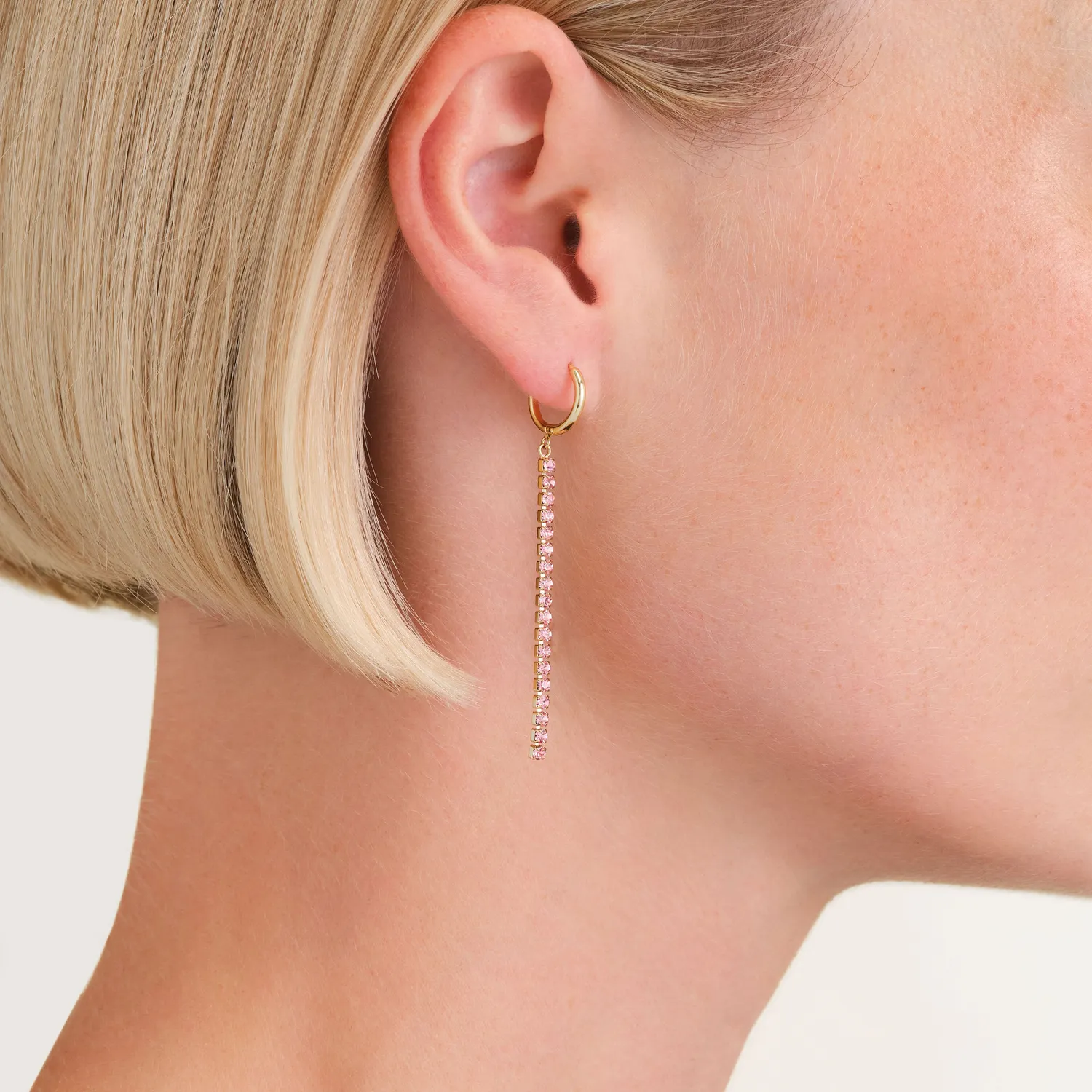Rosefield Tennis Earrings øredobber gullbelagt stål Rose 0,5 cm