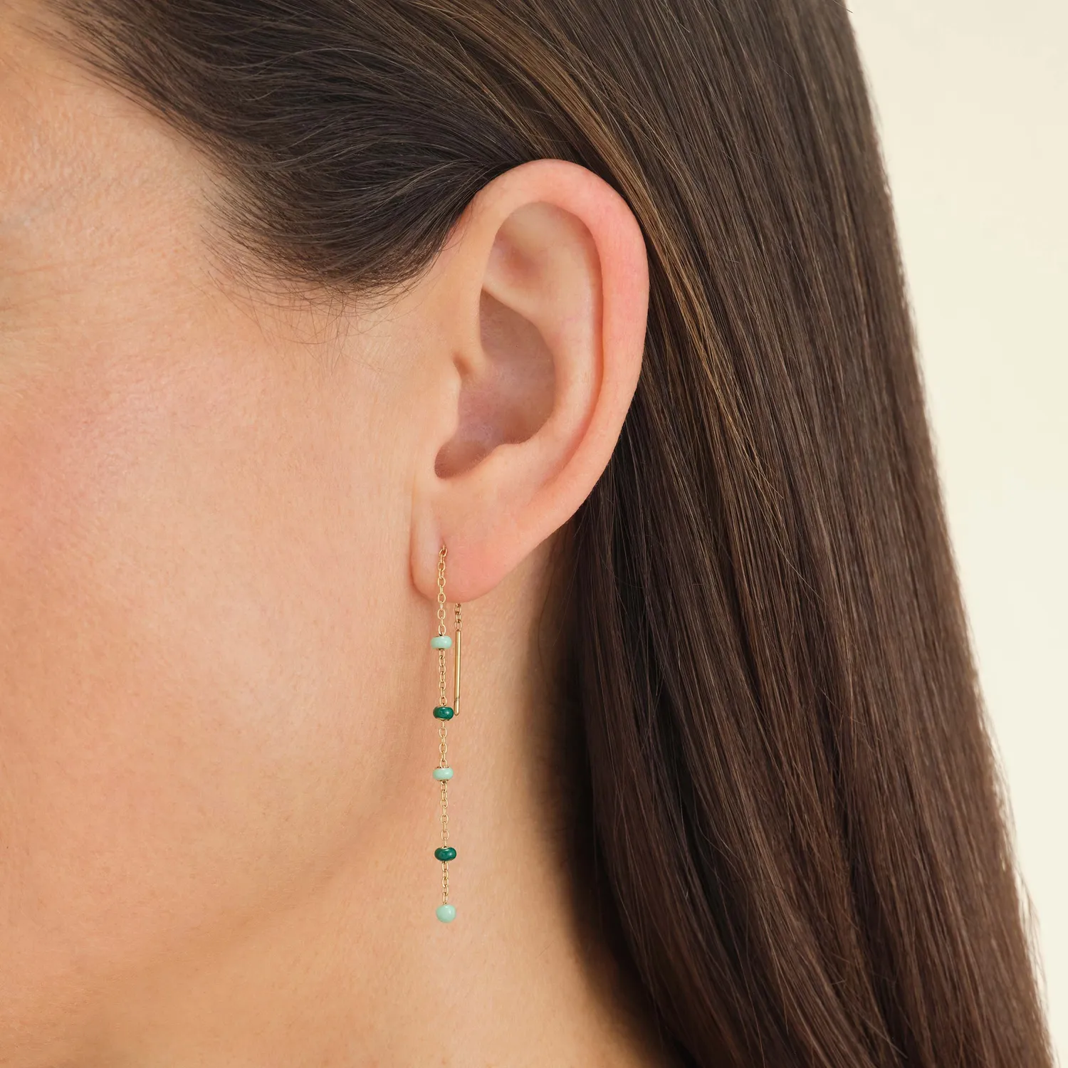 Rosefield Essentials Emerald Dotted Threader Earrings øredobber gull