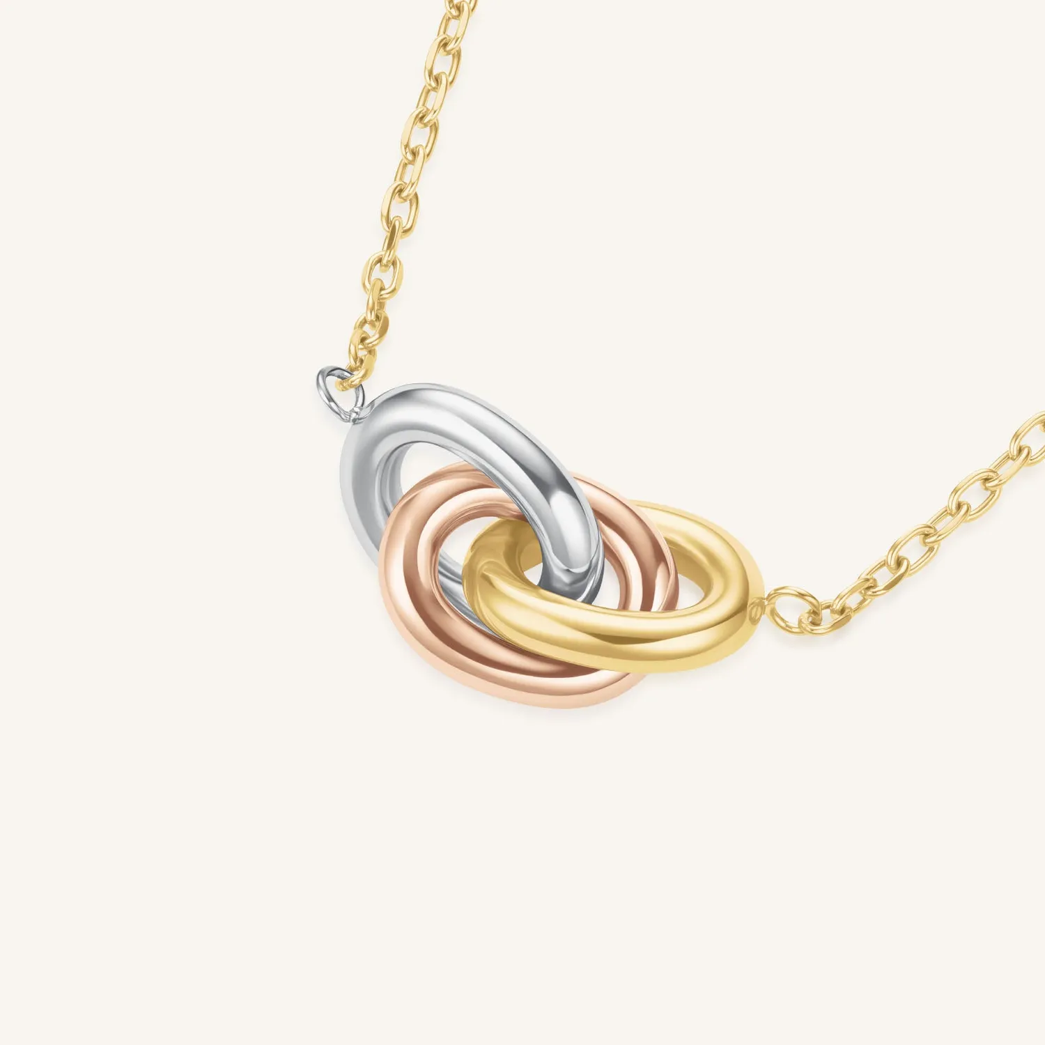 Rosefield Essentials 3 Rings Necklace halskjede, gull, justerbart